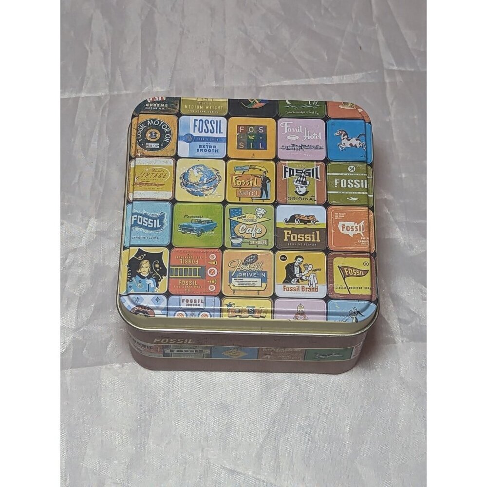 Fossil Empty Watch Tin Small Square Keepsake